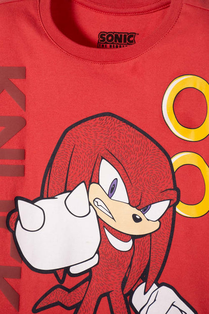 CAMISETA DE SONIC MANGA CORTA ROJO PARA NIÑO