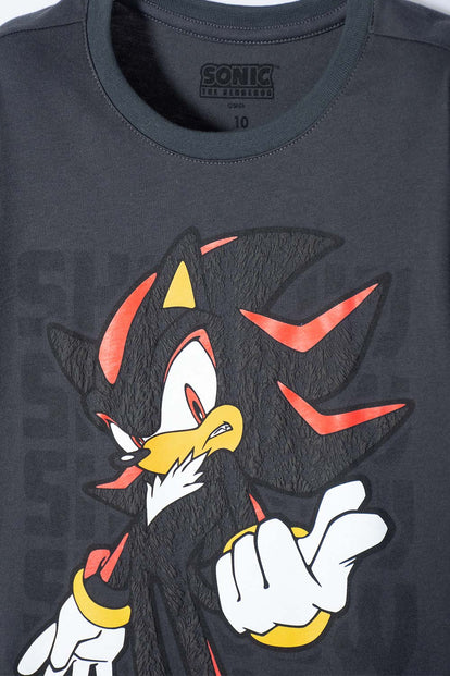 CAMISETA DE SONIC MANGA CORTA GRIS PARA NIÑO