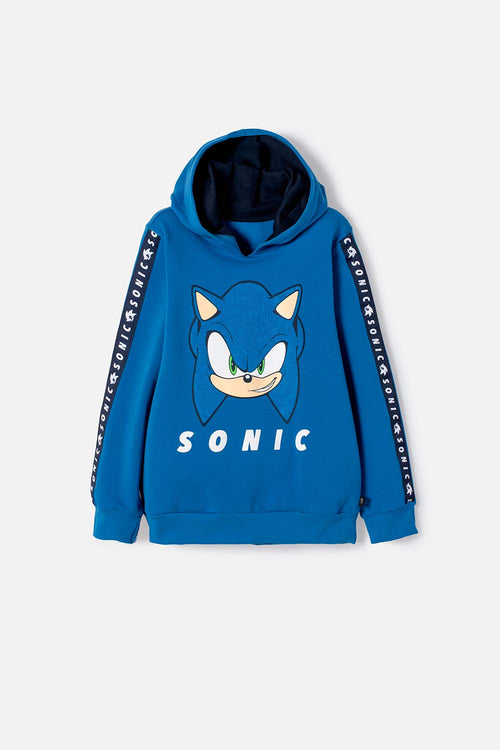 BUZO DE SONIC CON CAPUCHA AZUL PARA NIÑO