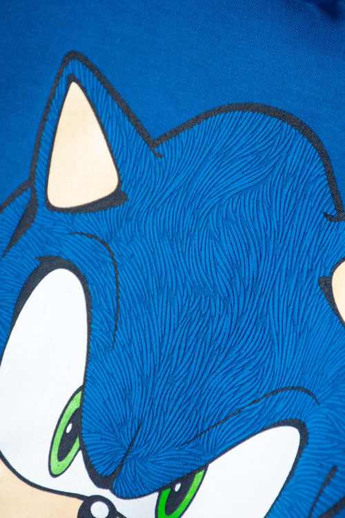 BUZO DE SONIC CON CAPUCHA AZUL PARA NIÑO