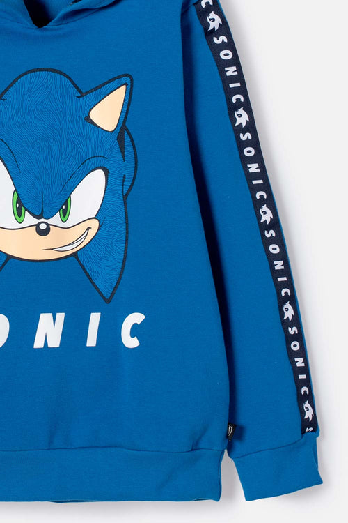 BUZO DE SONIC CON CAPUCHA AZUL PARA NIÑO