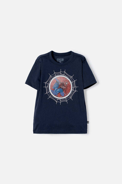 CAMISETA DE SPIDER-MAN MANGA CORTA AZUL PARA NIÑO