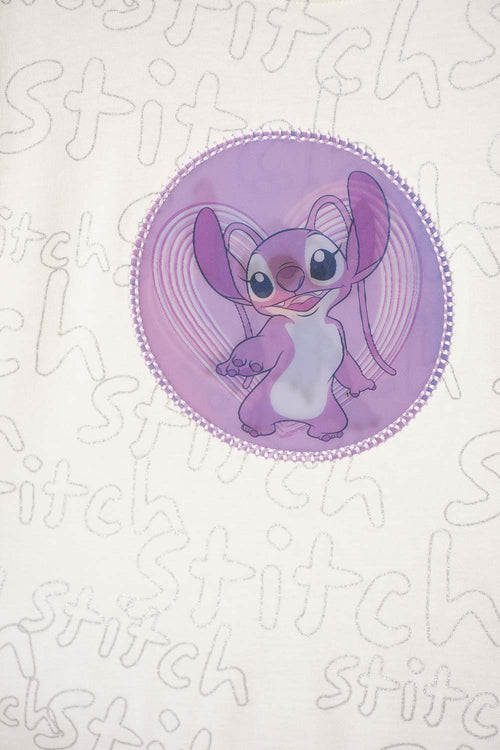 CAMISETA DE STITCH MANGA CORTA MARFIL PARA NIÑA NIÑA