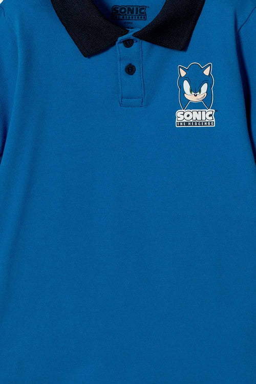 CAMISETA DE SONIC TIPO POLO AZUL PARA NIÑO