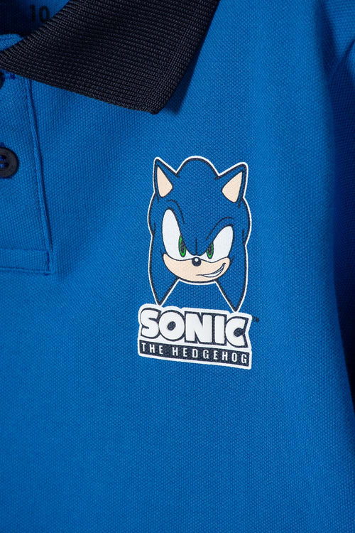 CAMISETA DE SONIC TIPO POLO AZUL PARA NIÑO