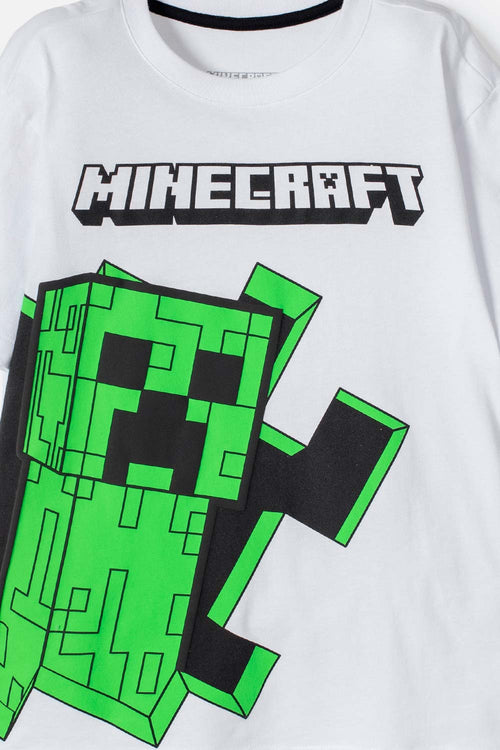 CAMISETA DE MINECRAFT MANGA CORTA BLANCA PARA NIÑO