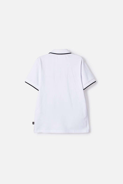 CAMISETA TIPO POLO DE MINECRAFT BLANCA PARA NIÑO