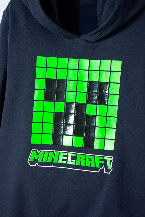 BUZO DE MINECRAFT CON CAPUCHA AZUL OSCURO PARA NIÑO