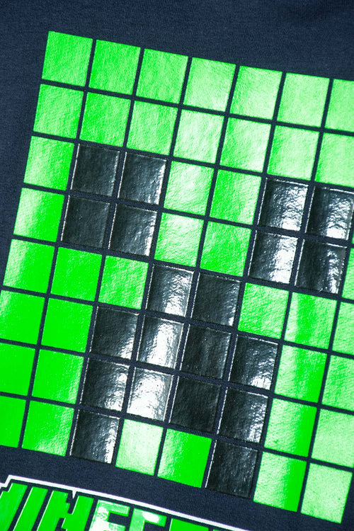 BUZO DE MINECRAFT CON CAPUCHA AZUL OSCURO PARA NIÑO