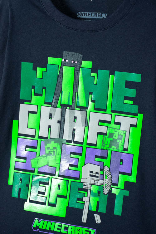 CAMISETA DE MINECRAFT MANGA LARGA AZUL PARA NIÑO