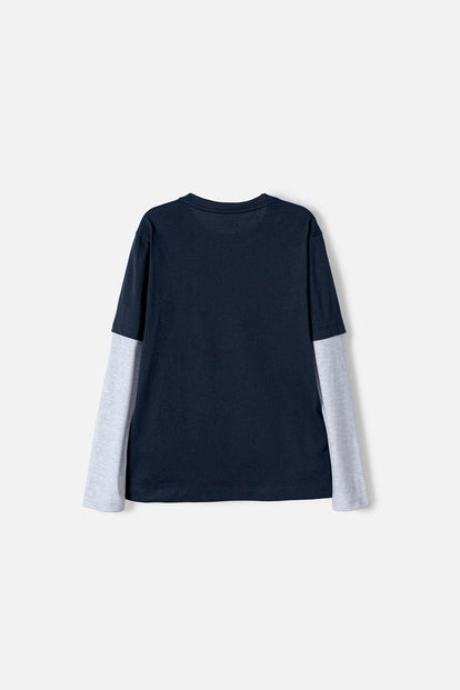 CAMISETA DE MINECRAFT MANGA LARGA AZUL PARA NIÑO