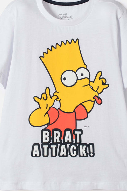 PIJAMA DE LOS SIMPSON CON PANTALÓN LARGO BLANCO, AZUL Y AMARILLO PARA NIÑO