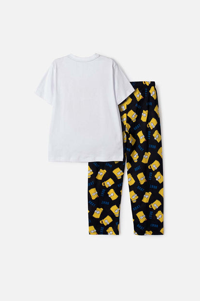 PIJAMA DE LOS SIMPSON CON PANTALÓN LARGO BLANCO, AZUL Y AMARILLO PARA NIÑO
