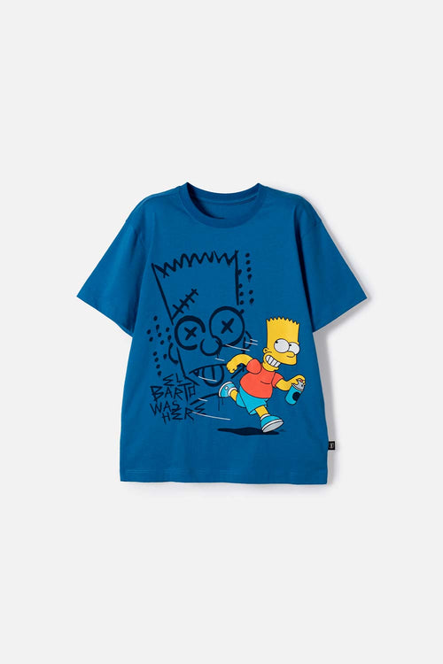 CAMISETA DE LOS SIMPSONS MJNAG CORTA AZUL PARA NIÑO