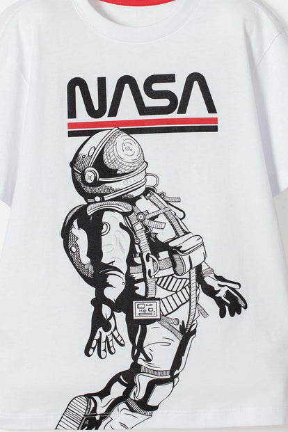 CAMISETA DE LA NASA MANGA CORTA BLANCO PARA NIÑO