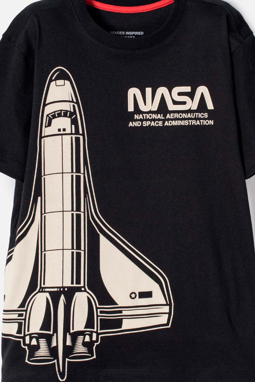CAMISETA DE LA NASA MANGA CORTA NEGRO PARA NIÑO