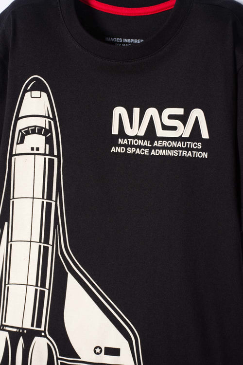 CAMISETA DE LA NASA MANGA CORTA NEGRO PARA NIÑO