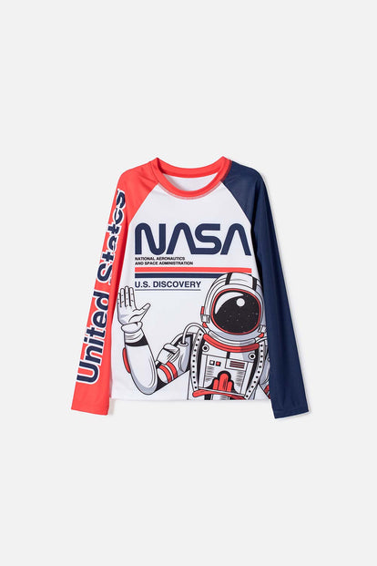 CAMISETA DE BAÑO NASA MANGA LARGA MULTICOLOR PARA NIÑO