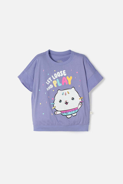 CAMISETA DE GABBY’S DOLLHOUSE MANGA CORTA LILA PARA NIÑA