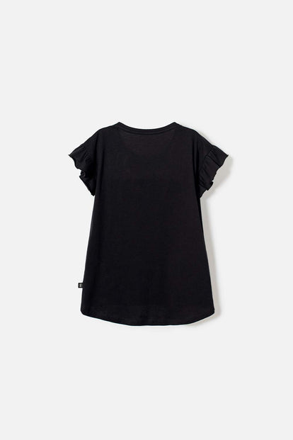 CAMISETA DE MINNIE MOUSE MANGA CORTA NEGRA PARA NIÑA