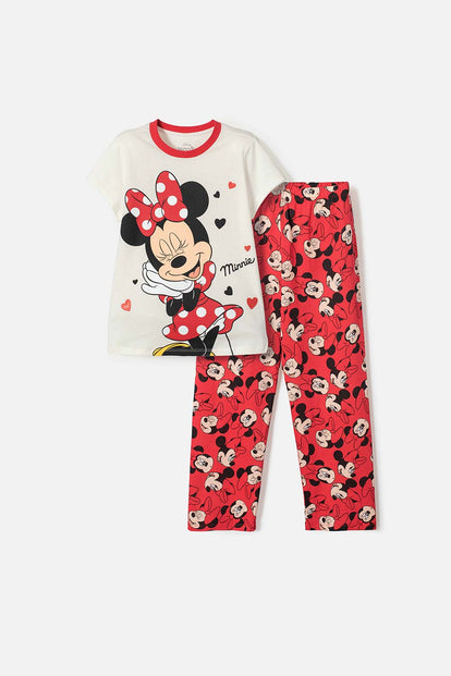 PIJAMA DE MINNIE MOUSE PANTALÓN LARGO MARFIL PARA NIÑA