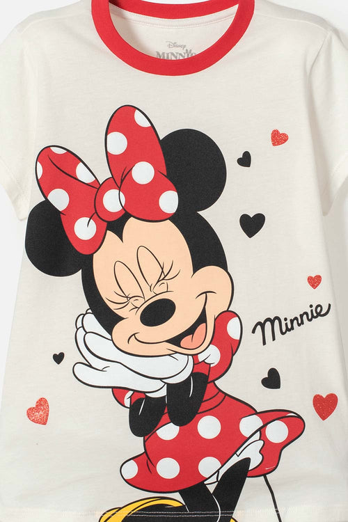 PIJAMA DE MINNIE MOUSE PANTALÓN LARGO MARFIL PARA NIÑA