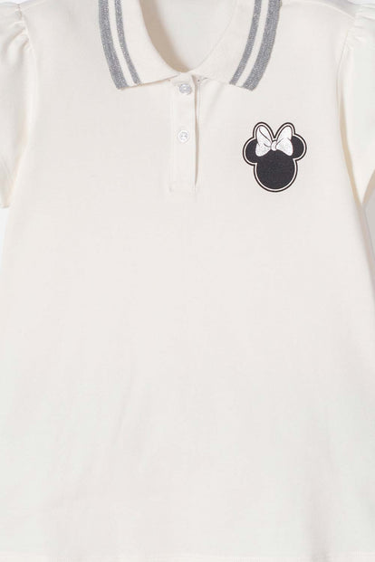 CAMISETA TIPO POLO MINNIE MOUSE MARFIL PARA NIÑA