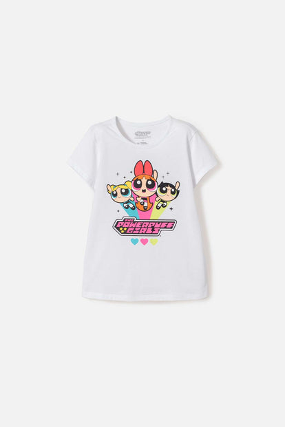 CAMISETA DE LAS CHICAS SUPERPODEROSAS BLANCO PARA NIÑA