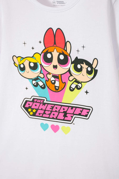 CAMISETA DE LAS CHICAS SUPERPODEROSAS BLANCO PARA NIÑA
