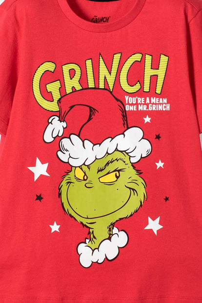 PIJAMA DE GRINCH PANTALÓN LARGO ROJO PARA NIÑO