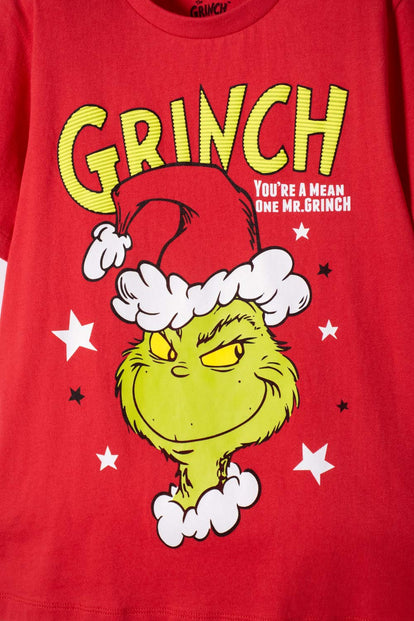 PIJAMA DE GRINCH PANTALÓN LARGO ROJO PARA NIÑO
