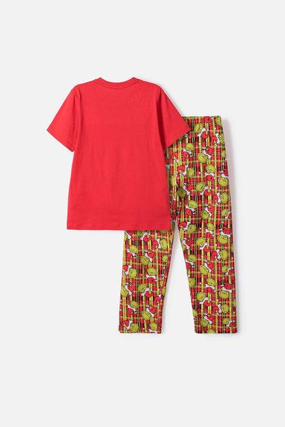 PIJAMA DE GRINCH PANTALÓN LARGO ROJO PARA NIÑO