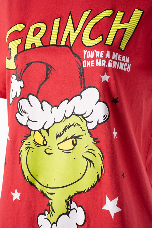 PIJAMA DE GRINCH PANTALÓN LARGO ROJO PARA MUJER