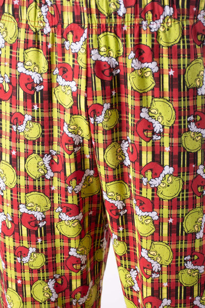 PIJAMA DE GRINCH CON PANTALÓN LARGO ROJO PARA HOMBRE