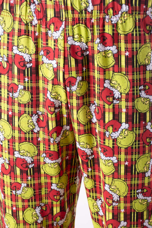 PIJAMA DE GRINCH CON PANTALÓN LARGO ROJO PARA HOMBRE