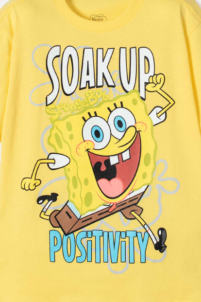 CAMISETA DE BOB ESPONJA MANGA CORTA AMARILLO PARA NIÑO