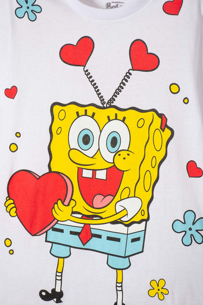 PIJAMA DE BOB ESPONJA PNTALÓN LARGO AMARILLO Y BLANCO PARA NIÑA