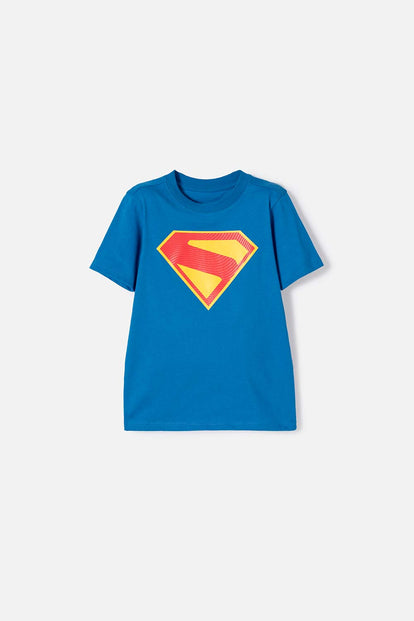 CAMISETA DE SUPERMAN MANGA CORTA AZUL PARA NIÑO