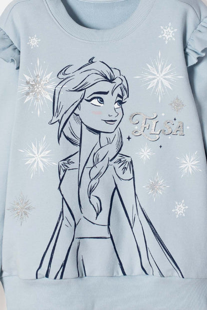 BUZO DE FROZEN CERRADO AZUL CIELO PARA NIÑA