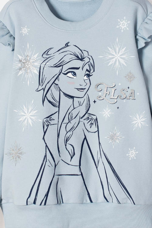 BUZO DE FROZEN CERRADO AZUL CIELO PARA NIÑA