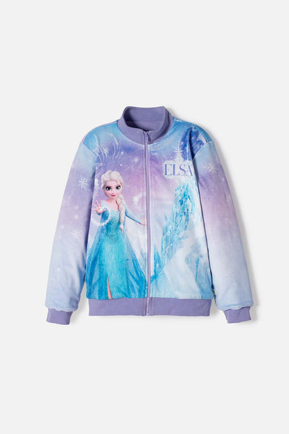 CHAQUETA DE FROZEN CON CIERRE LILA PARA NIÑA