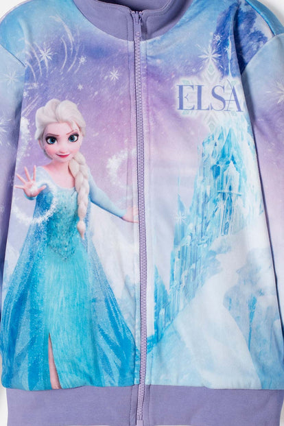 CHAQUETA DE FROZEN CON CIERRE LILA PARA NIÑA