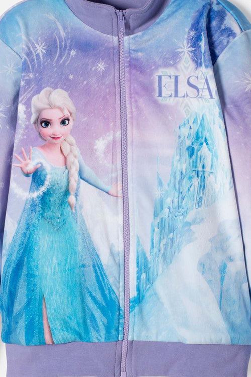 CHAQUETA DE FROZEN CON CIERRE LILA PARA NIÑA