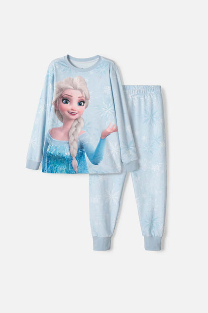 PIJAMA DE FROZEN PANTALÓN LARGO AZUL CIELO PARA NIÑA