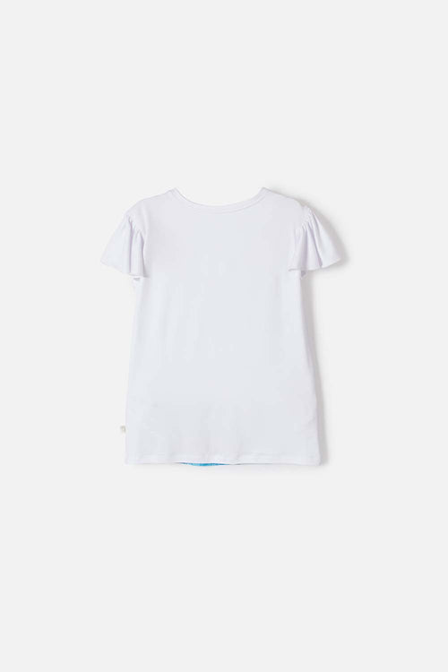 CAMISETA DE FROZEN MANGA CORTA BLANCO PARA NIÑA