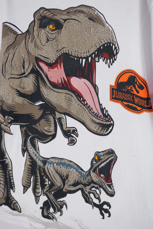 CAMISETA DE JURASSIC WORLD MANGA CORTA BLANCO PARA NIÑO