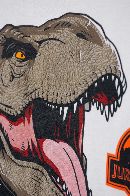 CAMISETA DE JURASSIC WORLD MANGA CORTA BLANCO PARA NIÑO