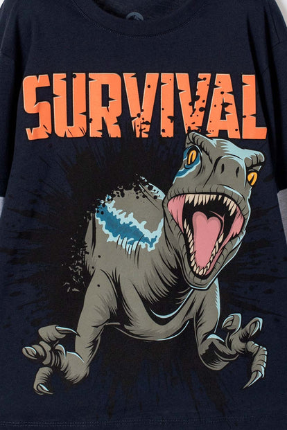 CAMISETA DE JURASSIC WORLD MANGA LARGA AZUL PARA NIÑO