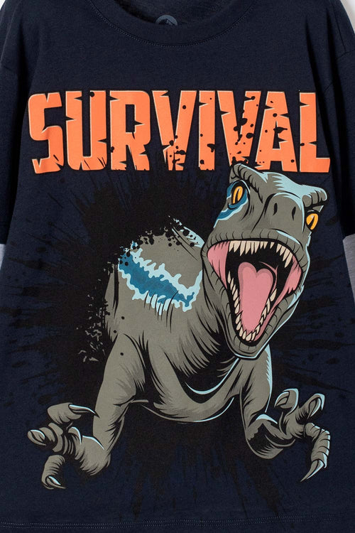 CAMISETA DE JURASSIC WORLD MANGA LARGA AZUL PARA NIÑO