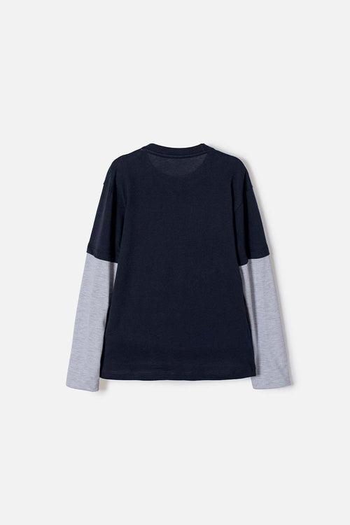 CAMISETA DE JURASSIC WORLD MANGA LARGA AZUL PARA NIÑO